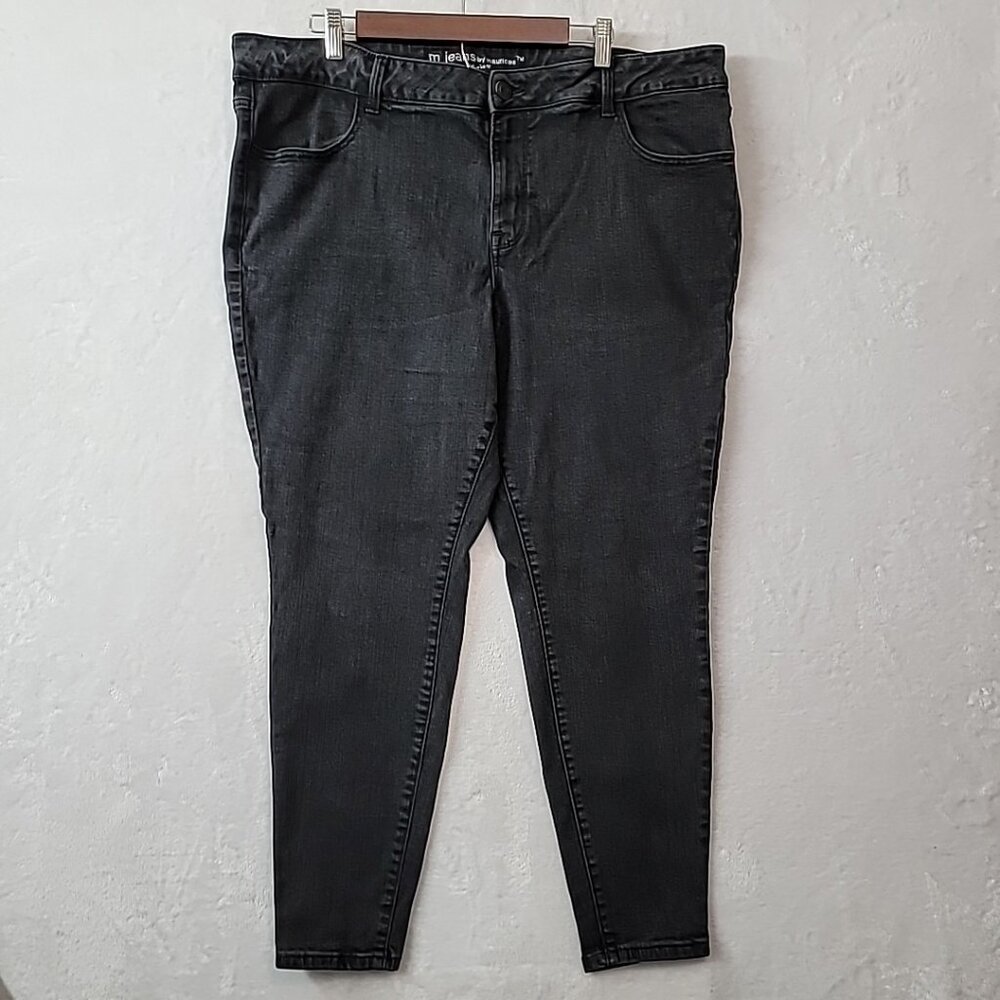 M Jeans By Maurice Mid Rise 24W Reg Black Denim Tapered Leg Skinny Ankle Jeans